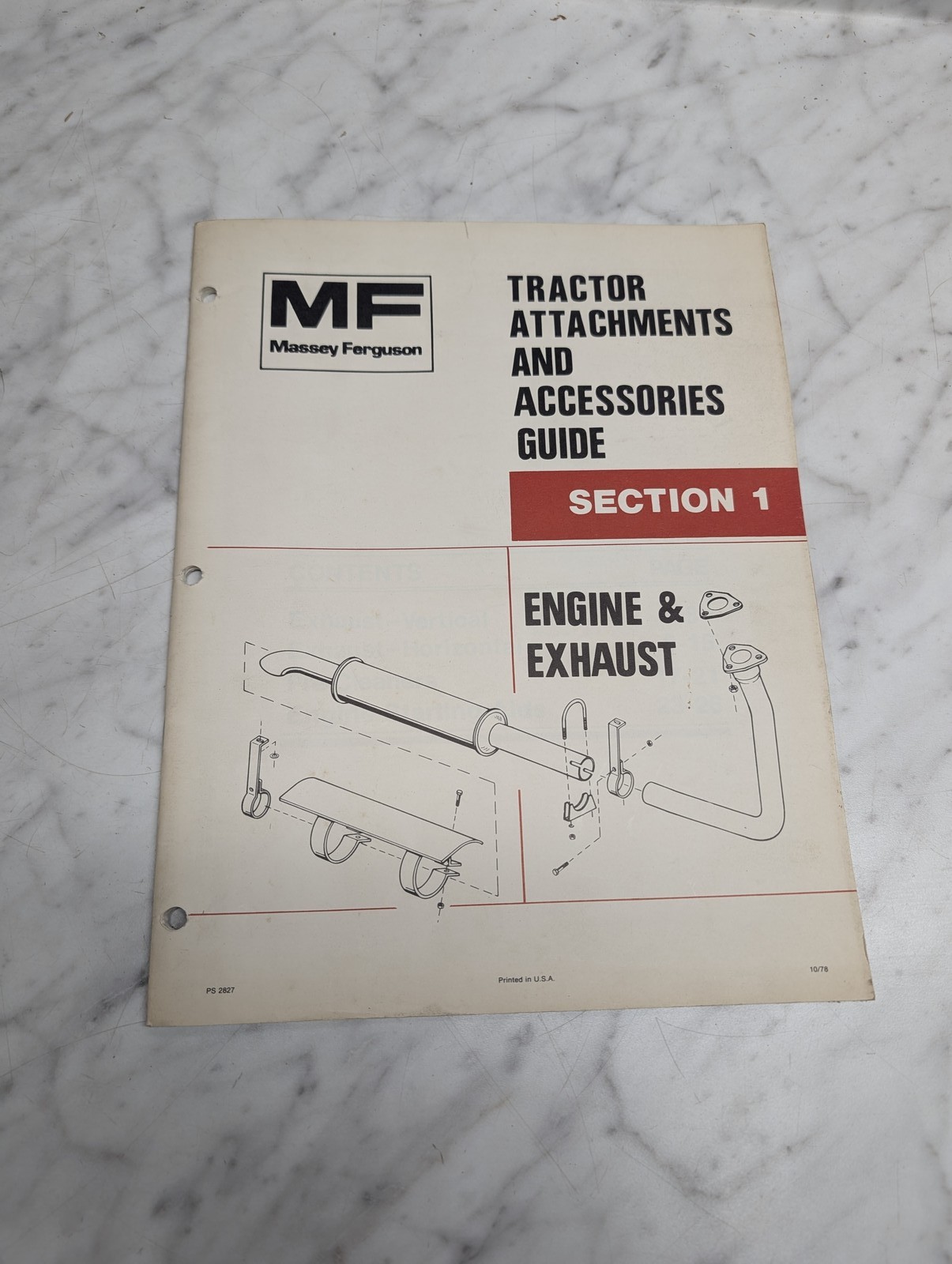 Massey Ferguson Tractor Attachments Accessories Section 1 Engine Exhaust Manual