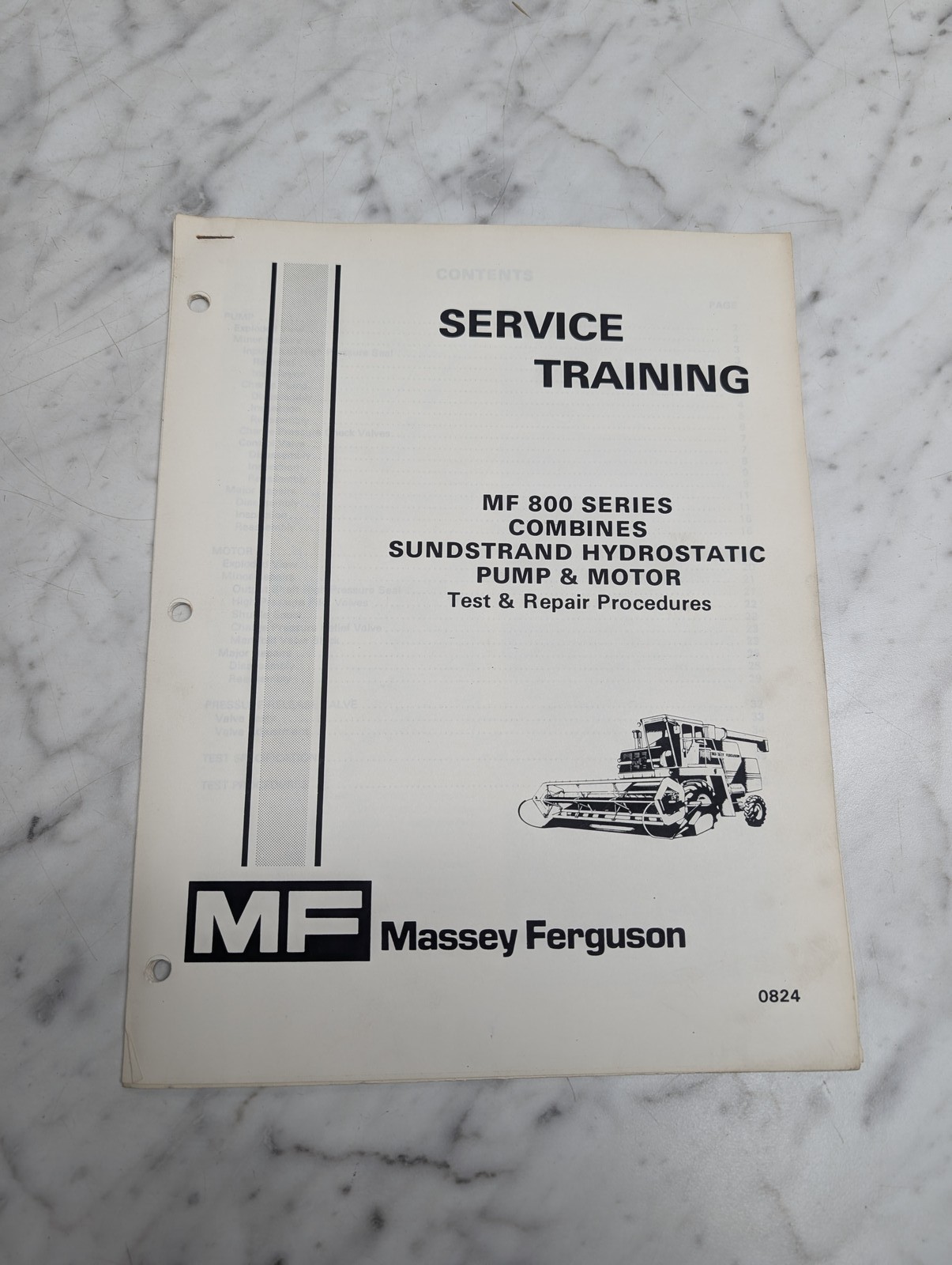 Massey Ferguson 800 Series Combines 0824 Service Training Manual Repair Shop