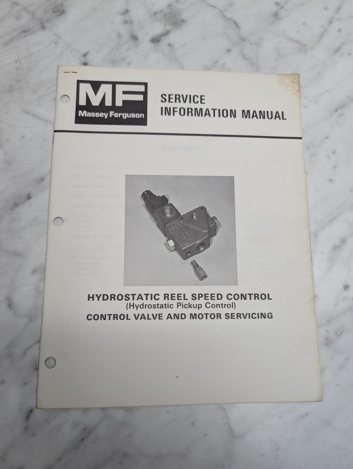 Massey Ferguson Service Information Manual Hydrostatic Reel Speed Control Shop