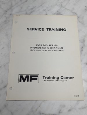 Service Training 1985 800 Series Hydrostatic Changes Manual Service Repair Maint