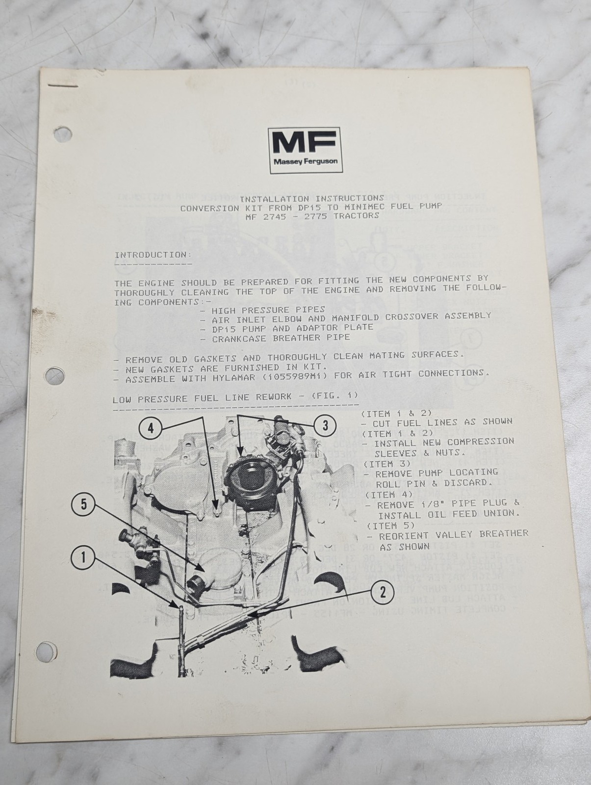 Massey Ferguson 2745 2775 Tractors Installation Instructions Manual Guide Book
