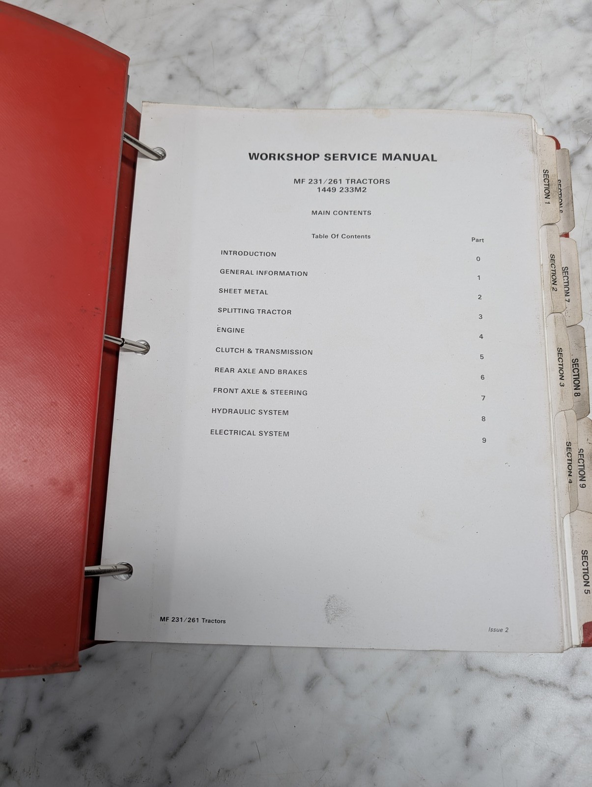 Massey Ferguson Mf 231 261 Tractors 1449 233M2 Workshop Service Manual