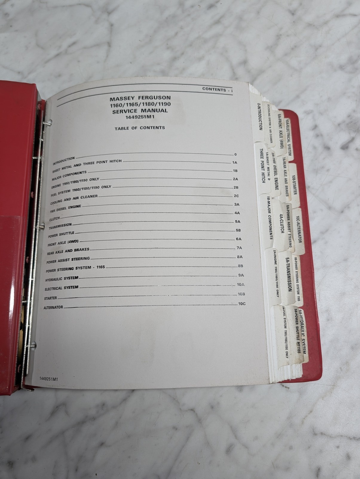 Massey Ferguson Mf 1160 1165 1180 1190 1449251M1 Service Manual Repair Shop Book