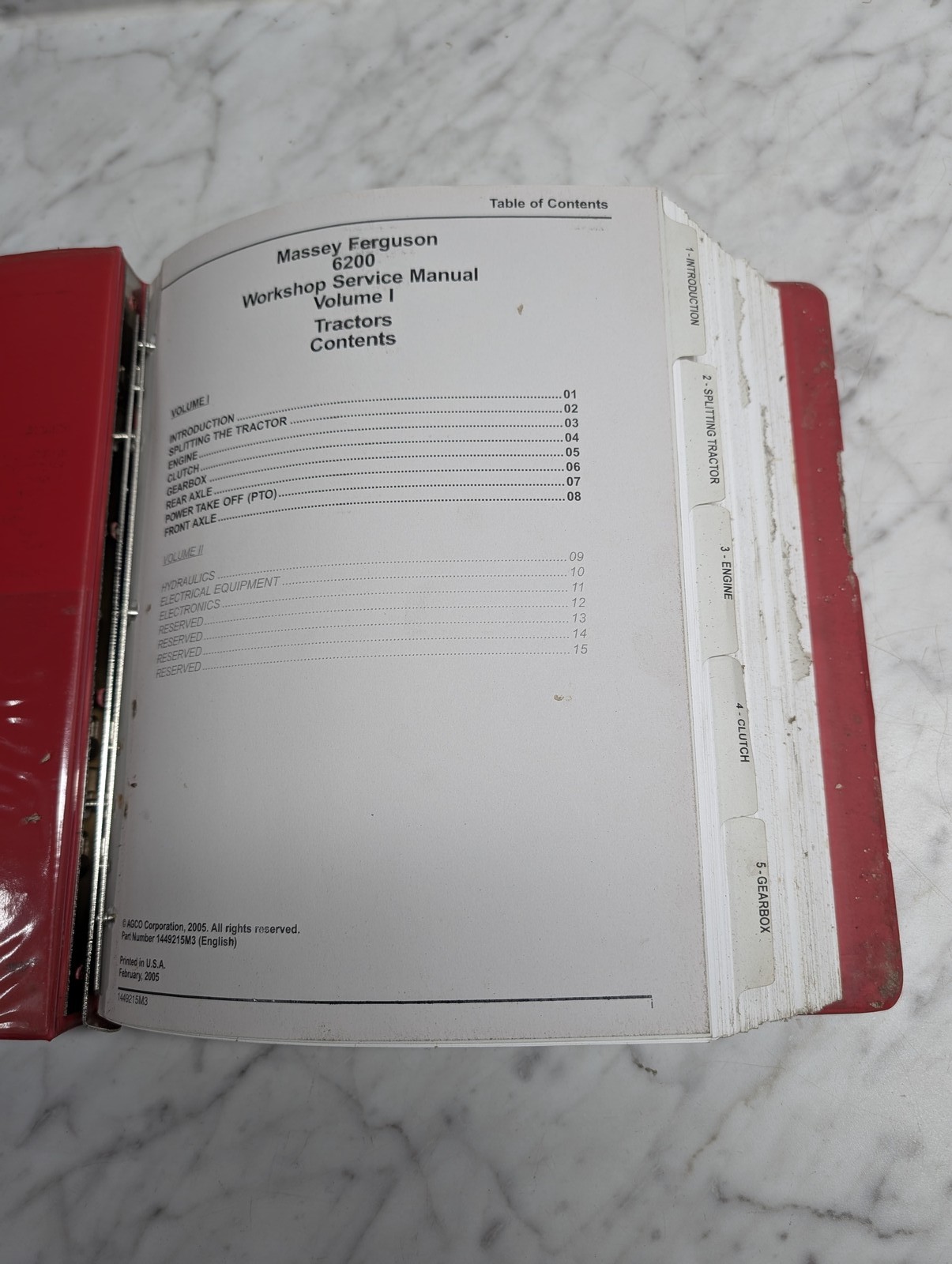 Volume 1 Only ~ Massey Ferguson Mf 6200 Workshop Service Manual Tractors Repair