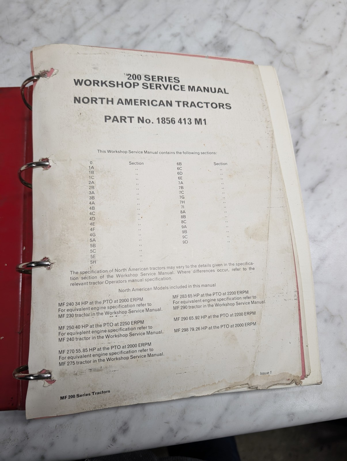 Massey Ferguson Mf 200 Series Workshop Service Manual Tractors 1856 413 M1