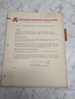 Massey Ferguson Mf “Other Machines Section” Dealer Service Bulletins 1975—1977