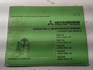 Mitsubishi Fork Lift Truck Operation Maintenance Manual Fgc 15 18 20 25 30 1993