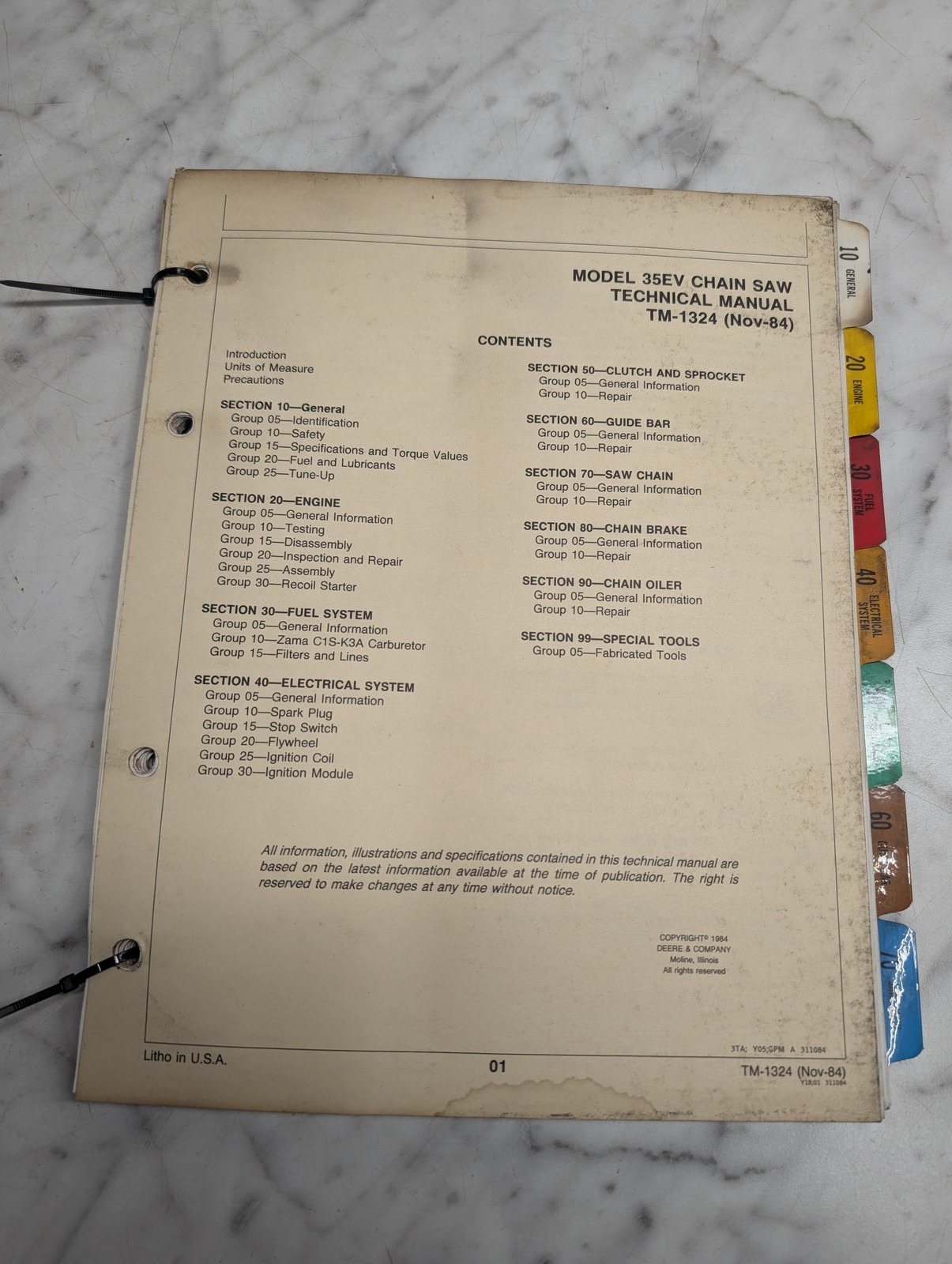 John Deere Model 35Ev Chain Saw Technical Manual Tm-1324 Guide Book Service