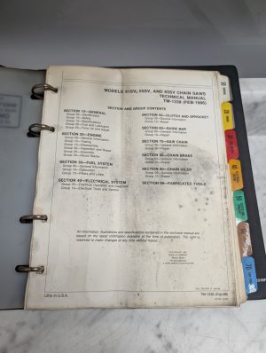 John Deere 51Sv 55Sv 655V Chain Saws Tm-1338 Technical Manual Service Repair