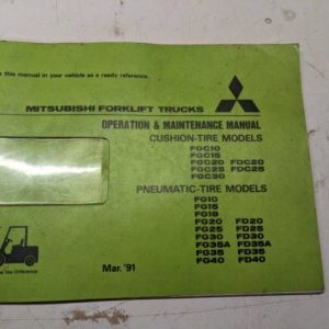 Mitsubishi Lift Operation Maintenance Manual Fgc 10 15 18 20 25 30 35 40 A 1991