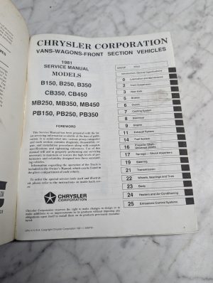 Chrysler Vans Wagons Truck Service Manual Repair Shop Book