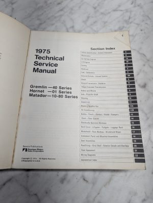 Amc 1975 Technical Service Manual Gremlin 40 Hornet 01 Matador 10 80