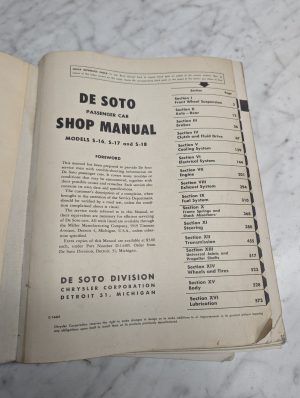 De Soto Passenger Car Models S-16 S-17 S-18 Shop Manual Service Repair