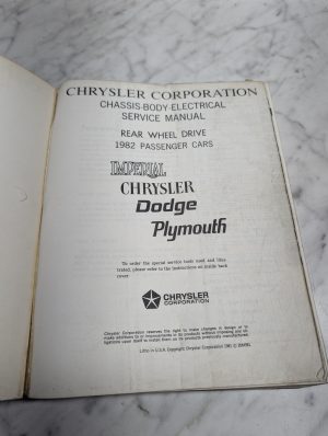 Chrysler Chassis-Body-Electrical Service Manual 1982 Passenger Car