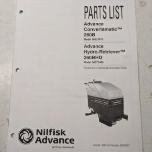 Nilfisk Advance Parts List Book Manual Hydro Retriever 260Bhd 260B Convertamatic