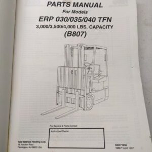 Yale Parts List Book Manual Fork Lift Truck Erp 030 035 040 Tfn B807 1997
