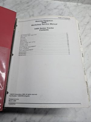 Massey Ferguson Mf 5400 Workshop Service Manual 5400 Series Tractor Shop