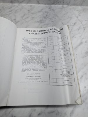 1986 Oldsmobile Toronado Chassis Service Manual Repair Maintenance Shop