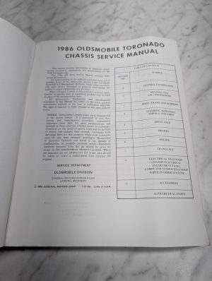 1986 Oldsmobile Toronado Chassis Service Manual Repair Maintenance Shop ~