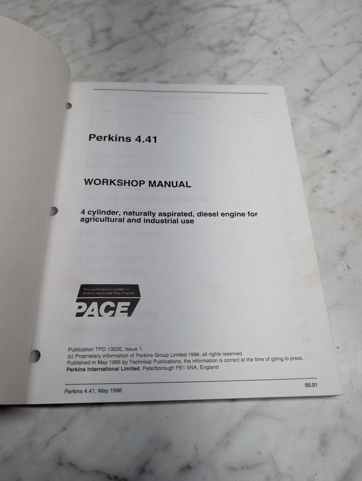 Perkins 4.41 Workshop Manual Service Repair Maintenance Shop May 1996