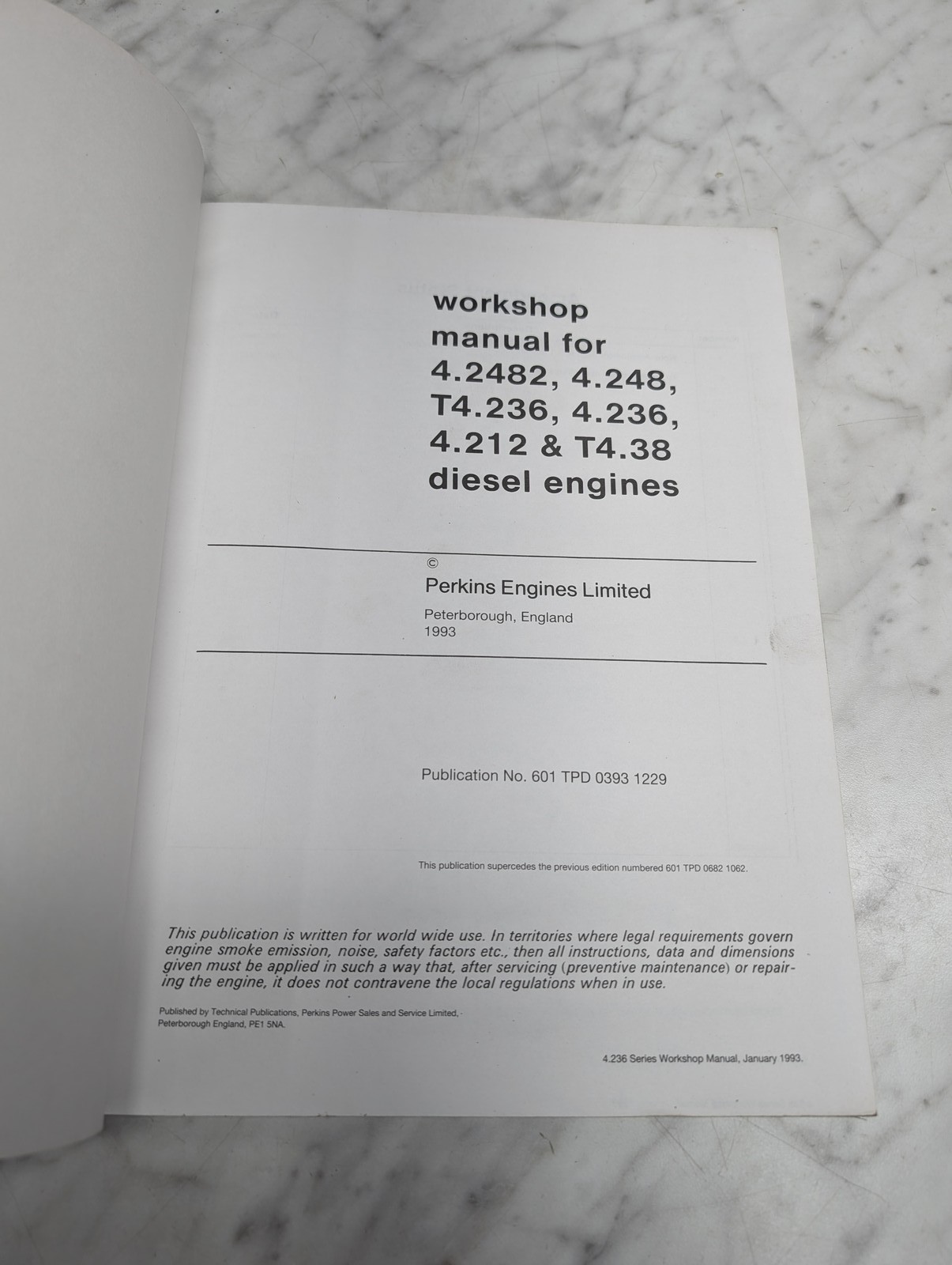 Perkins Engines Limited Workshop Shop Service Repair Manual 1993
