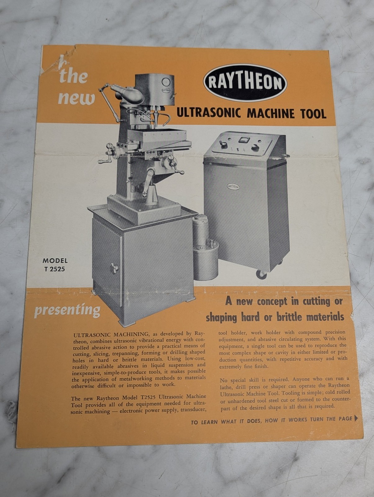 Raytheon Model T 2525 Ultrasonic Machine Tool Catalog Literature Specs Features