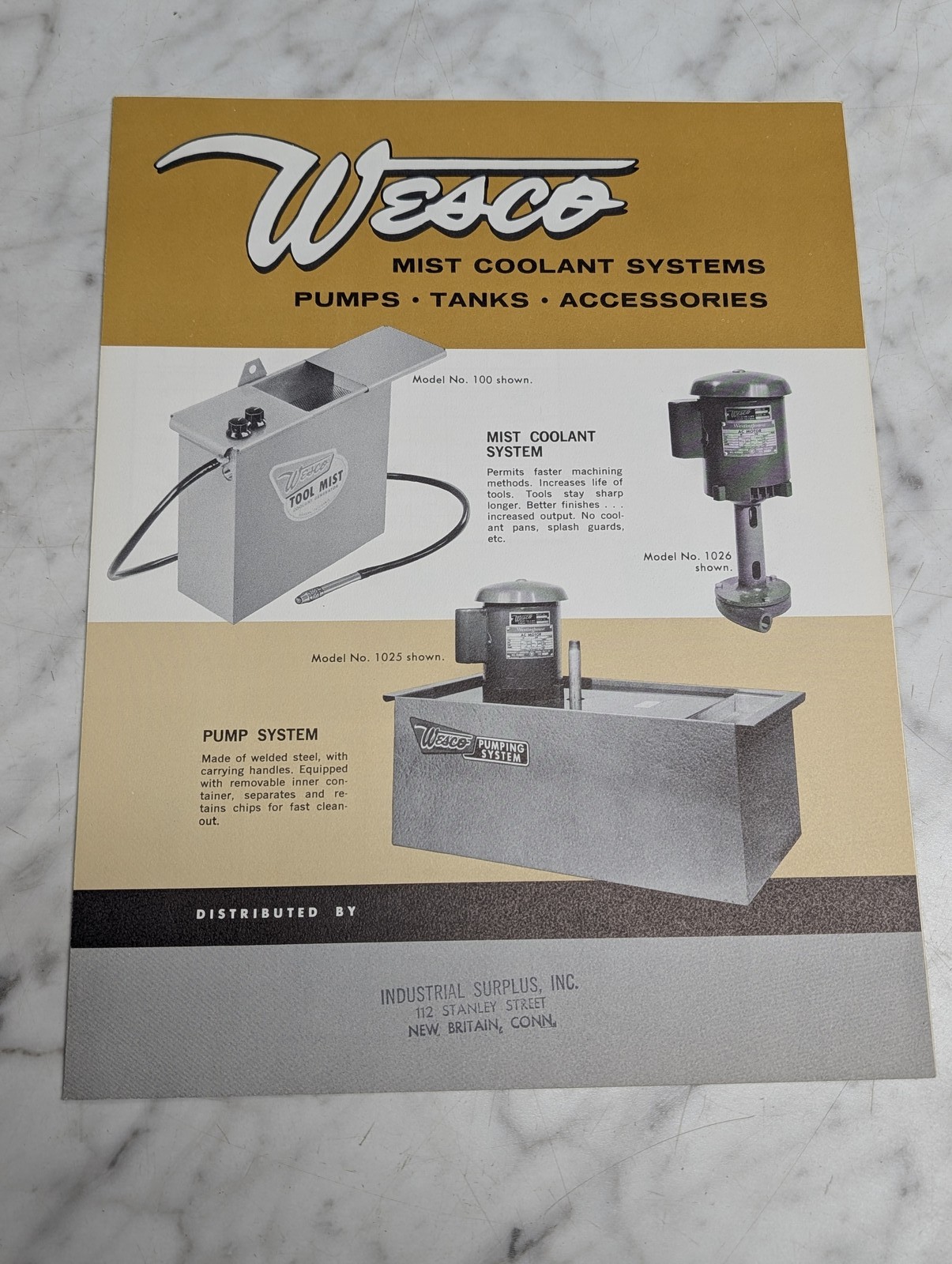 Wesco Mist Coolant Systems Pumps Tanks Accessories Model No 100 1025 Sales