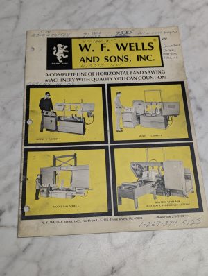 W F Wells And Sons Model 9 15 S Horizontal Band Sawing