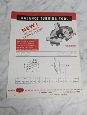 Gunn Balance Turning Tool New Exclusive Design Sales Brochure Literature