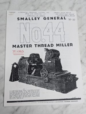 Smalley General No 44 Master Thread Miller W 39 Sales Brochure Literature
