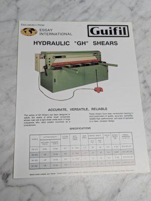 Guifil Hydraulic Gh Shears Specifications 415 Sales Brochure Literature