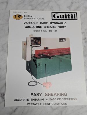 Guifil Ghe Variable Rake Hydraulic Guillotine Shears Sales Brochure Literature
