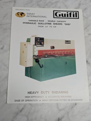 Guifil Ghd Hydraulic Guillotine Shears Variable Sales Brochure Literature