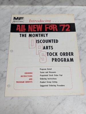 Massey Ferguson All New For 72 The Monthly Discounted Parts Stock Order Program