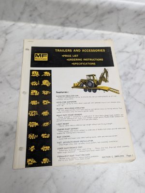 Massey Ferguson Mf Trailers And Accessories Price List Ordering Instructions
