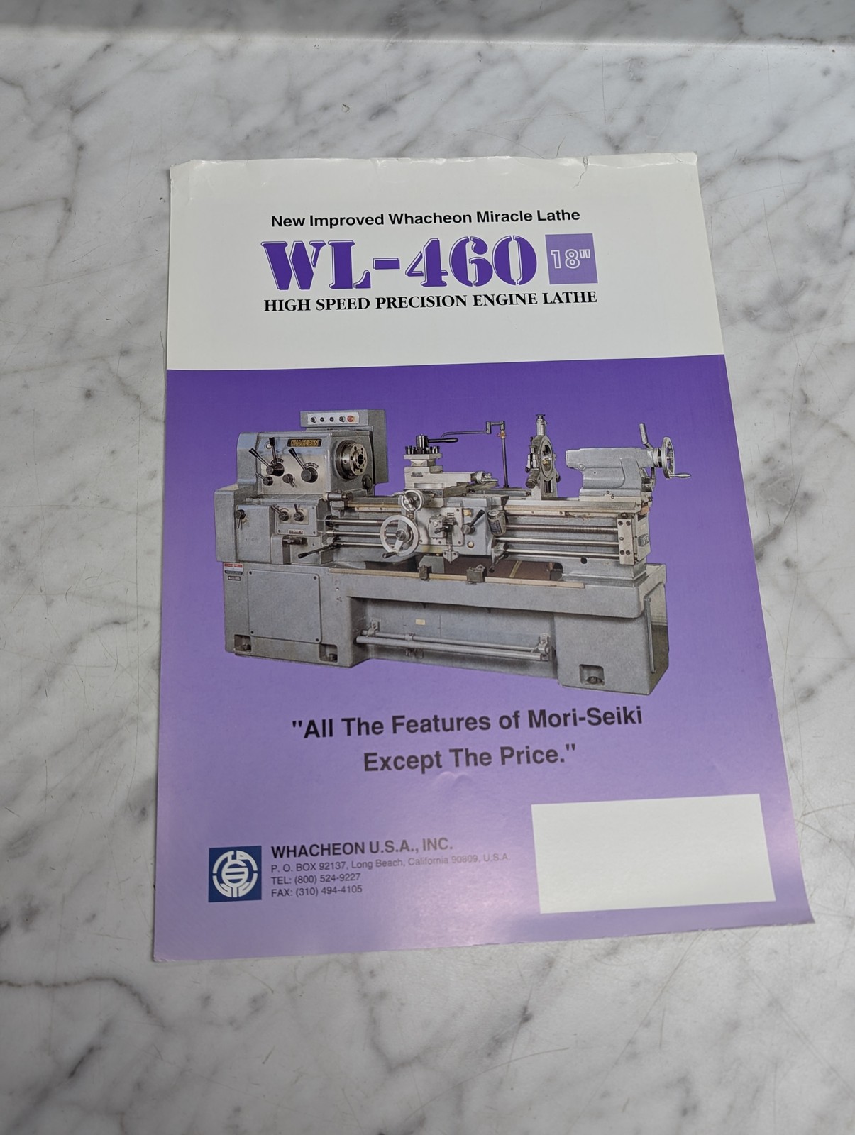 Whacheon Wl 460 18 High Speed Precision Engine Lathe New Improved Miracle