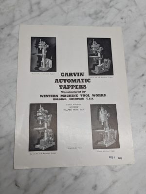 Garvin Automatic Tappers Western Machine Tool Works Circular 5812 S Aug 9 1978
