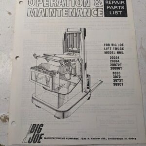 Big Joe Operations Maintenance Repair Parts List Book Manual 20054 3090T 3060