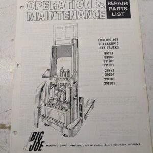 Big Joe Operations Maintenance Repair Parts List Book Manual 9972T 99130T 29130T