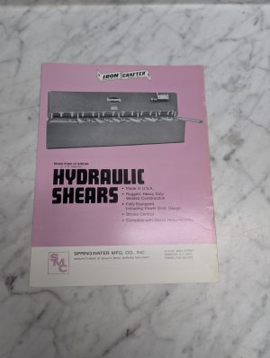Iron Crafter Model K500 12 Shear Hydraulic Shears Sales Brochure Literature