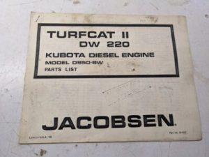 Jacobsen Turfcat Ii Dw 220 Diesel Kubota Engine Repair Parts List Book Manual