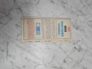 Buick 1975 Maintenance Schedule Part No 1249121 C Gm