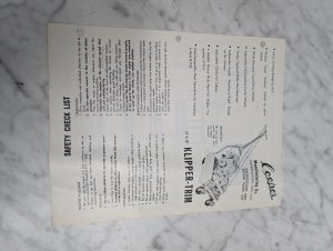 Klipper Trim 18 20 Manufacturing Instructions Repair Parts List Manual Cooper