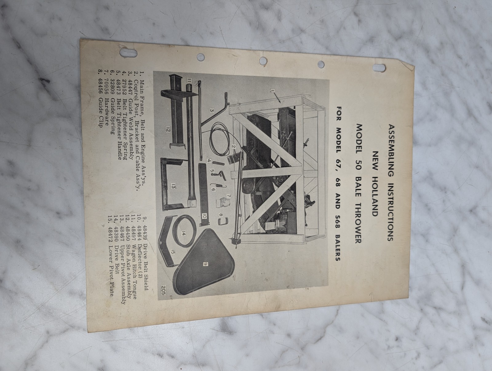 New Holland Nh Model 50 Bale Thrower Assembling Instructions 67 68 S68