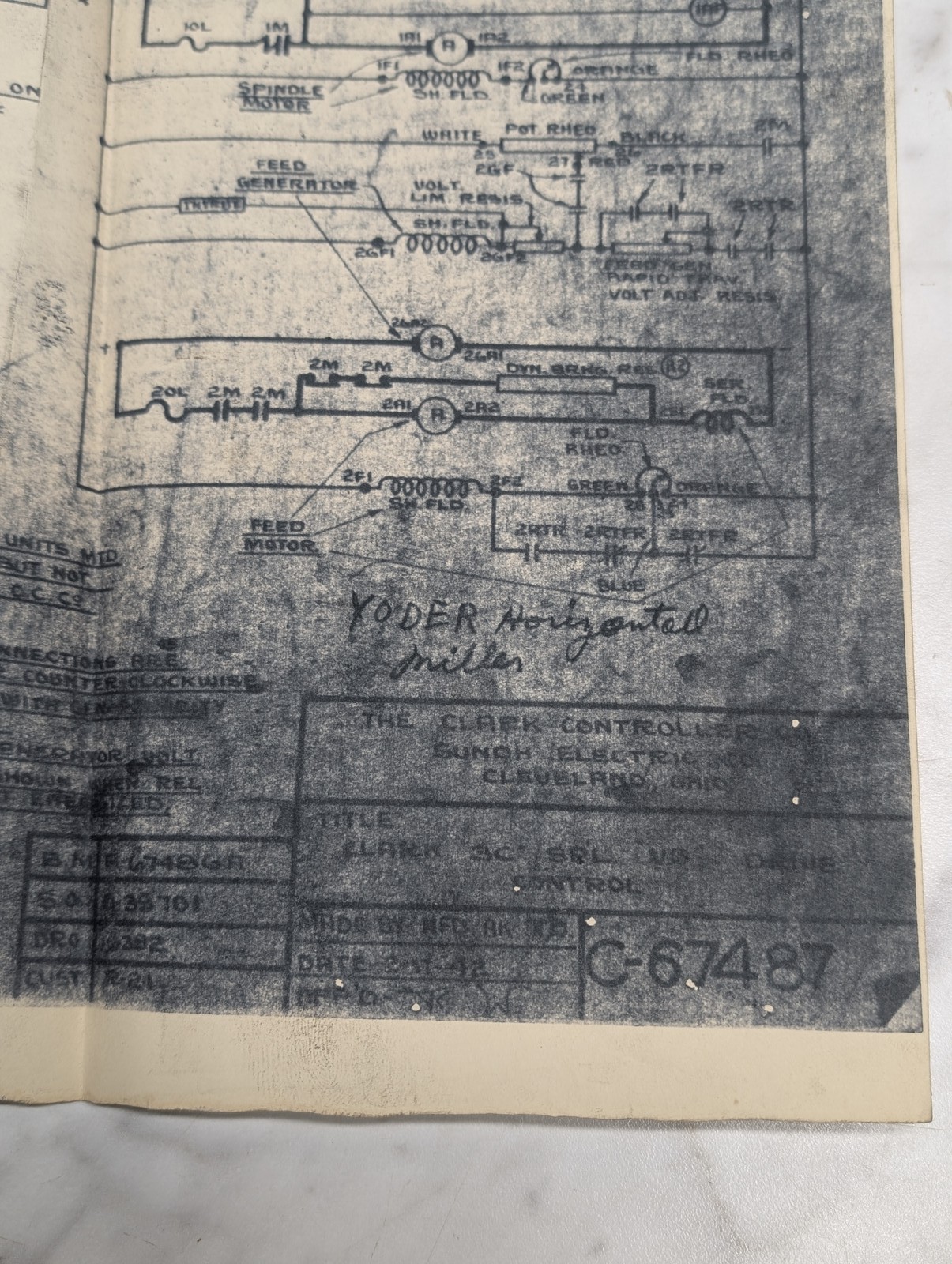 White Yoder Horizontal Mill The Clapper Controller Synchro Desk C 67487