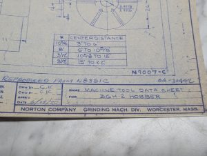 Norton 36H-2 Hobber Machine Tool Data Sheet N9007-C 04-3044L