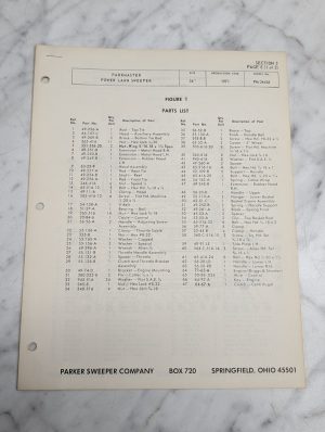 Parker Parkmaster Pm-26436 Power Lawn Sweeper 36 Year 1971 Parts List