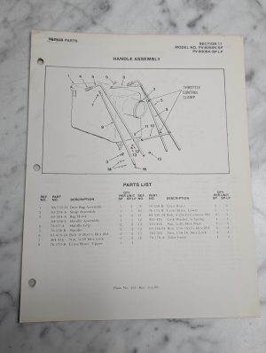 Model No Pv-8008K-Sp Pv-8008K-Sp-Lp Handle Assembly Parts List Parker