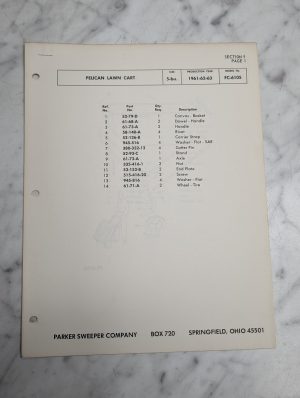 Parker Sweeper Pelican Lawn Cart Fc 6105 5 Bu Production Year Parts List