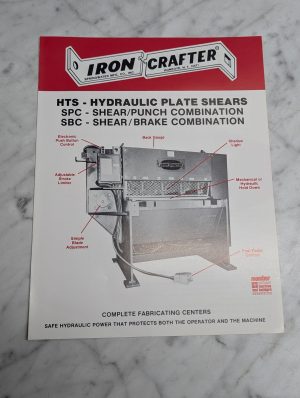 Iron Crafter Hts Spc Hydraulic Plate Shears Punch Brake Sales Literature
